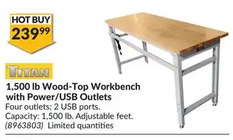 Princess Auto 1, 500 lb Wood-Top Workbench with Power/USB Outlets offer