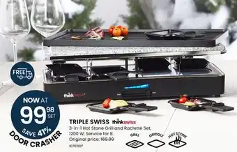 Stokes TRIPLE SWISS 3-in-1 Hot Stone Grill and Raclette Set offer