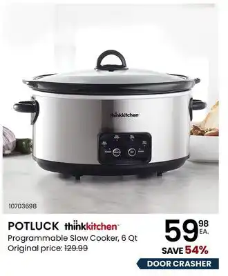 Stokes POTLUCK Programmable Slow Cooker, 6 Qt offer