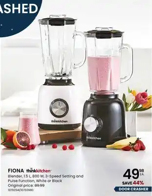 Stokes FIONA Blender, 1.5 L, 800 W, 3-Speed Setting and Pulse Function, White or Black offer