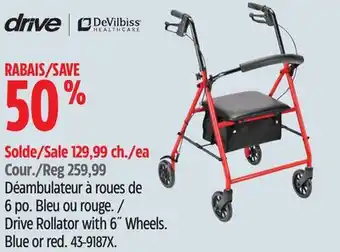 Canadian Tire Drive Rollator with 6˝Wheels. Blue or red offer