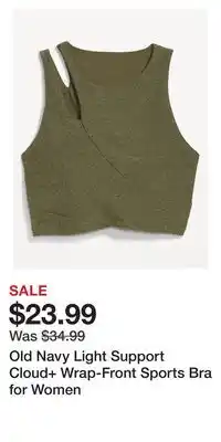 Old Navy Old Navy Light Support Cloud+ Wrap-Front Sports Bra for Women offer