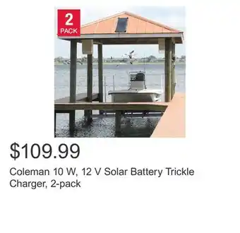 Costco Coleman 10 W, 12 V Solar Battery Trickle Charger, 2-pack offer