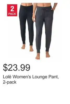 Costco Lolë Women's Lounge Pant, 2-pack offer