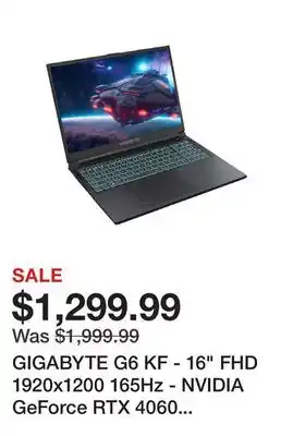 Newegg GIGABYTE G6 KF - 16 FHD 1920x1200 165Hz - NVIDIA GeForce RTX 4060 Laptop GPU - Intel Core i7-13620H - 16GB DDR5 RAM - 512GB S offer