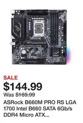 Newegg ASRock B660M PRO RS LGA 1700 Intel B660 SATA 6Gb/s DDR4 Micro ATX Motherboard offer