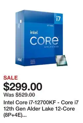 Newegg Intel Core i7-12700KF - Core i7 12th Gen Alder Lake 12-Core (8P+4E) 3.6 GHz LGA 1700 125W Desktop Processor - BX8071512700KF offer