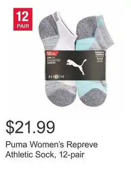 Costco Puma Women's Repreve Athletic Sock, 12-pair offer