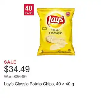 Costco Lay's Classic Potato Chips, 40 × 40 g offer