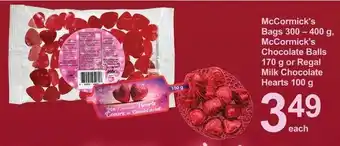 Pharmasave McCormick's Bags 300-400g, McCormick's Chocolate Balls 170g or Regal Milk Chocolate Hearts 100g offer