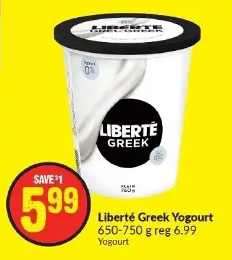 FreshCo Liberté Greek Yogourt 650-750g offer