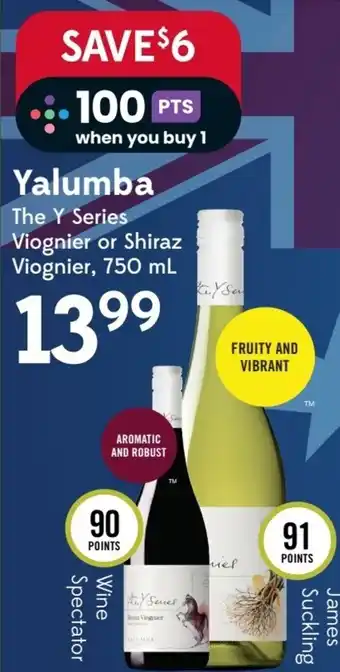 Sobeys Yalumba The Y Series Viognier or Shiraz Viognier, 750mL offer