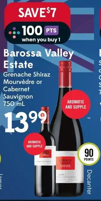 Sobeys Barossa Valley Estate Grenache Shiraz Mourvèdre or Cabernet Sauvignon 750mL offer