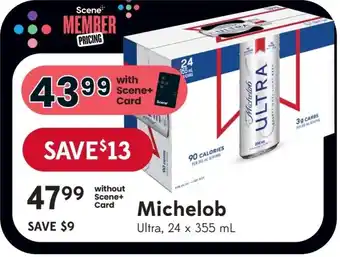 Sobeys Michelob Ultra, 24 x 355mL offer
