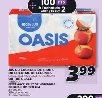 IGA OASIS FRUIT JUICE, FRUIT OR VEGETABLE COCKTAIL OR ICED TEA offer