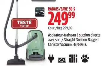 Canadian Tire Kenmore Straight Suction Bagged Canister Vacuum offer