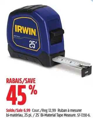 Canadian Tire Irwin 25' Bi-Material Tape Measure offer