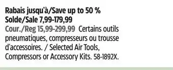 Canadian Tire Mastercraft Selected Air Tools, Compressors or Accessory Kits offer