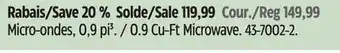 Canadian Tire Master Chef 0.9 Cu-Ft Microwave offer