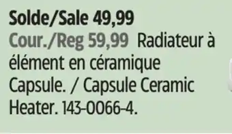 Canadian Tire DeLonghi Capsule Ceramic Heater offer