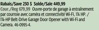 Canadian Tire Chamberlain 1 1⁄4-HP Belt-Drive Garage Door Opener with Wi-Fi and Camera offer