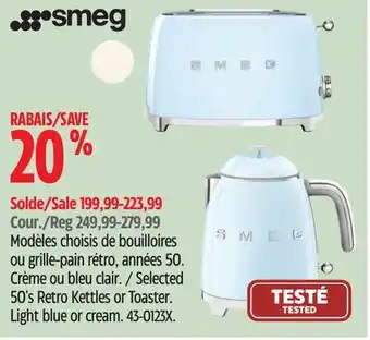 Canadian Tire Selected Smeg 50's Retro Kettles or Toaster offer