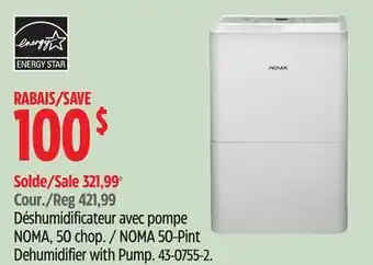 Canadian Tire NOMA 50-Pint Dehumidifier with Pump offer