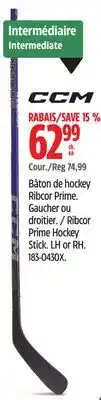 Canadian Tire CCM Ribcor Prime Hockey Stick offer