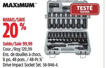 Canadian Tire MAXIMUM 48-Pc 1⁄2 Drive Impact Socket Set offer