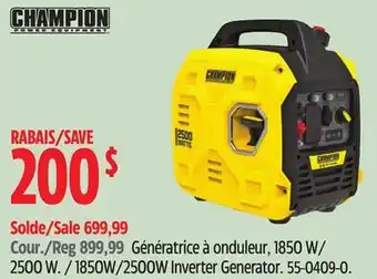 Canadian Tire Champion Power Equipment 1850W/2500W Inverter Generator offer