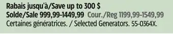 Canadian Tire Champion Selected Generators offer
