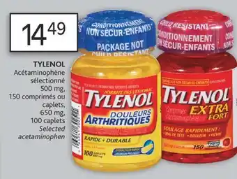 Brunet TYLENOL Acétaminophène sélectionné 500 mg, 150 comprimés ou caplets, 650 mg, 100 caplets offer