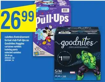 Maxi CULOTTES D'ENTRAÎNEMENT FORMAT CLUB PULL-UPS OU GOODNITES HUGGIES, 28-74 UN offer