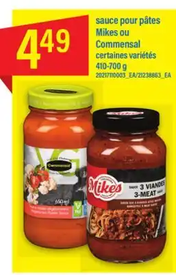 Maxi SAUCE POUR PÂTES MIKES OU COMMENSAL, 410-700 g offer