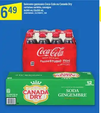 Maxi COCA-COLA BOISSONS GAZEUSES COCA-COLA OU CANADA DRY, 8x300 mL/12x355 mL offer