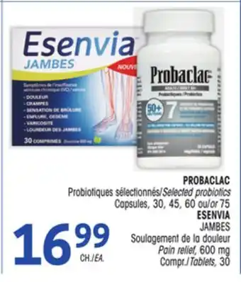 Uniprix PROBACLAC Probiotiques sélectionnés/Selected probiotics, ESENVIA JAMBES Soulagement de la douleur Pain relief, 600 mg, Pain r offer