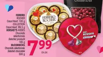 Uniprix FERRERO ROCHER Cœur/Heart, COLLECTION Cœur/Heart, HERSHEY'S KISSES Chocolats sélectionnés/Selected products, McCORMICKS Choco offer