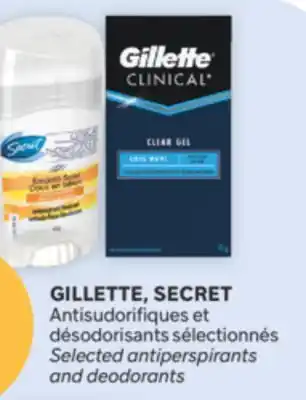 Brunet GILLETTE, SECRET Antisudorifiques et désodorisants sélectionnés offer