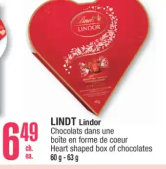 Jean Coutu LINDT Heart shaped box of chocolates offer