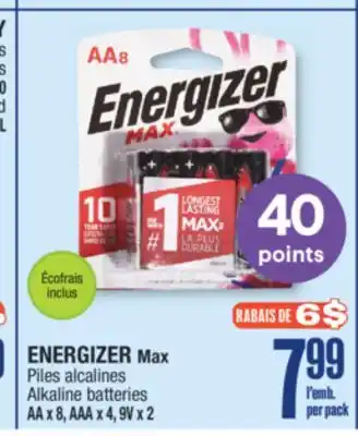 Jean Coutu ENERGIZER Max Alkaline batteries offer