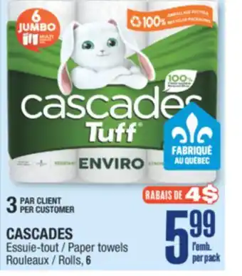 Jean Coutu CASCADES Paper towels offer