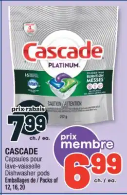 Jean Coutu CASCADE Dishwasher pods offer