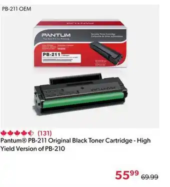 Shopper+ Pantum PB-211 Original Black Toner Cartridge - High Yield Version of PB-210 offer