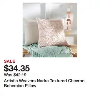 Bed Bath & Beyond Artistic Weavers Nadra Textured Chevron Bohemian Pillow offer