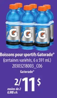 Provigo BOISSONS POUR SPORTIFS GATORADE , 6 x 591 mL offer