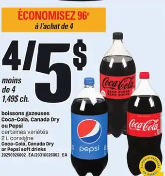 Provigo BOISSONS GAZEUSES COCA-COLA, CANADA DRY OU PEPSI, 2 L offer
