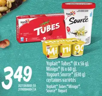 Provigo YOPLAIT TUBES , (8 X 56 G), MINIGO , (6 X 60 G), YOGOURT SOURCE , (630 G) offer