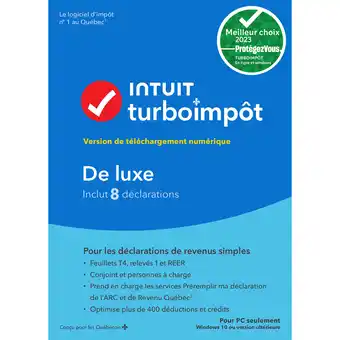 Best Buy TurboImpôt Standard 2023 (PC) - 3 User - 8 Returns - French - Digital Download offer