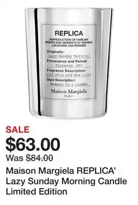 Sephora Maison Margiela REPLICA' Lazy Sunday Morning Candle Limited Edition offer