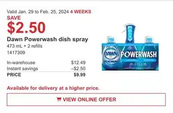 Costco Dawn Powerwash dish spray offer